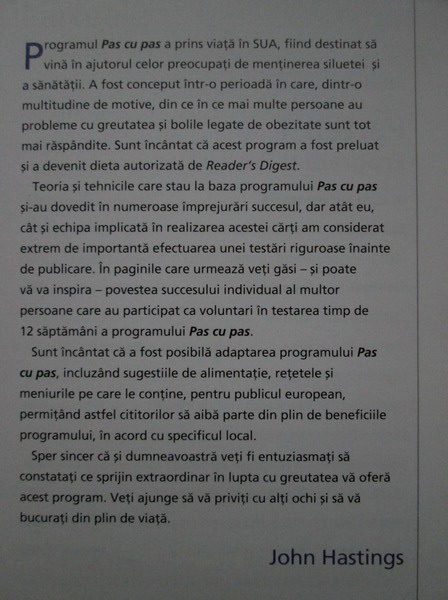 .PAS CU PAS Slabiti simplu, fara probleme si pentru totdeauna – Reader’s Digest John Hastings