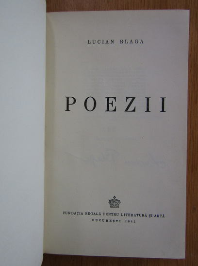 Lucian Blaga Poezii 1942 Cumpără