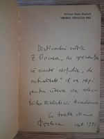 Cristian Tudor Popescu - Vremea manzului sec (cu autograful autorului pentru Zigu Ornea)