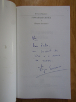 Eugen Simion - Fragmente critice (volumul 5, cu autograful autorului)