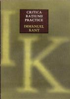 Immanuel Kant - Critica ratiunii practice