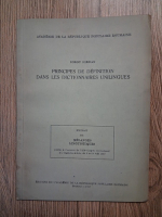 Iorgu Iordan - Principes de definition dans les dictionnaires unilingues